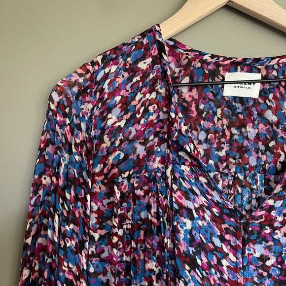 Isabel Marant Daytonea‎ Blouse Pink Purple Blue Abstract Print Size XS Chic Sexy - Picture 7 of 16